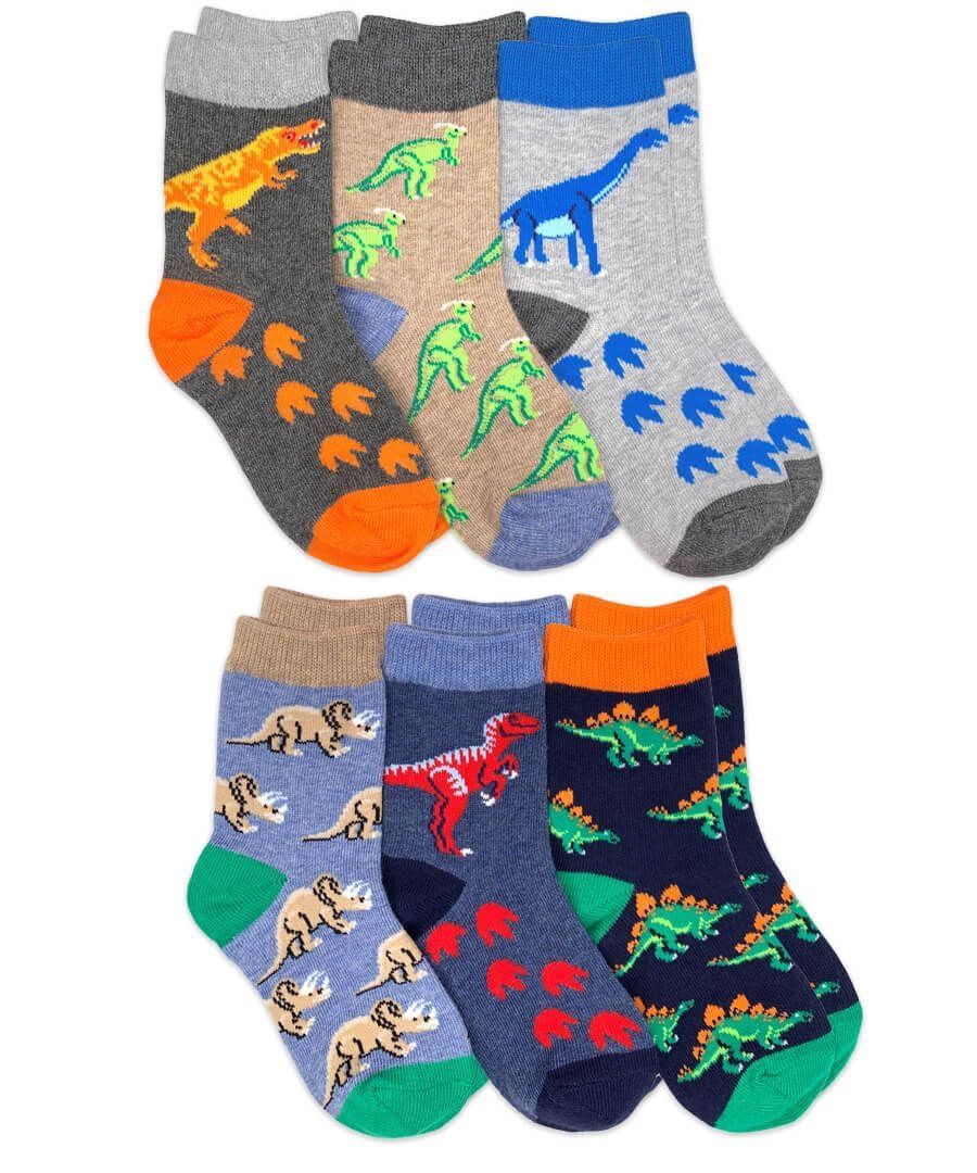 Pattern Crew Socks 6 Pair Pack | Dinosaur