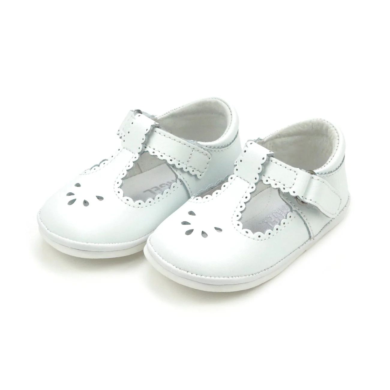 Dottie Scalloped T-Strap Mary Jane | White