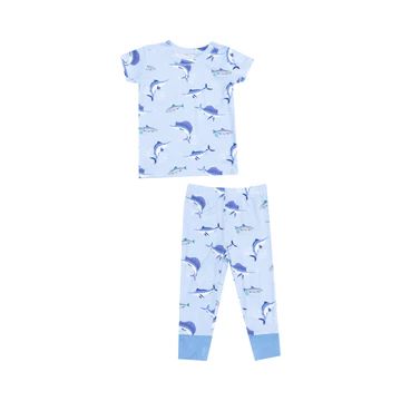 Short Sleeve Loungewear Set | Blue Deep Sea Fishing