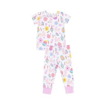 Short Sleeve Loungewear Set | Pink Easter Bunnies
