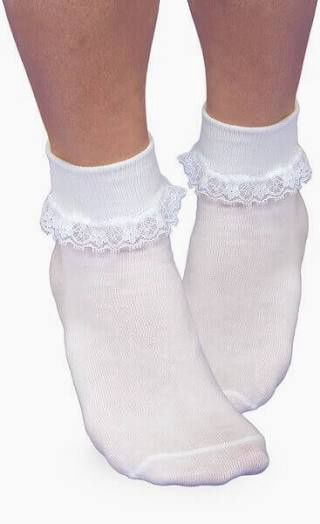 Simplicity Lace Turn Cuff Socks 1 Pair | White