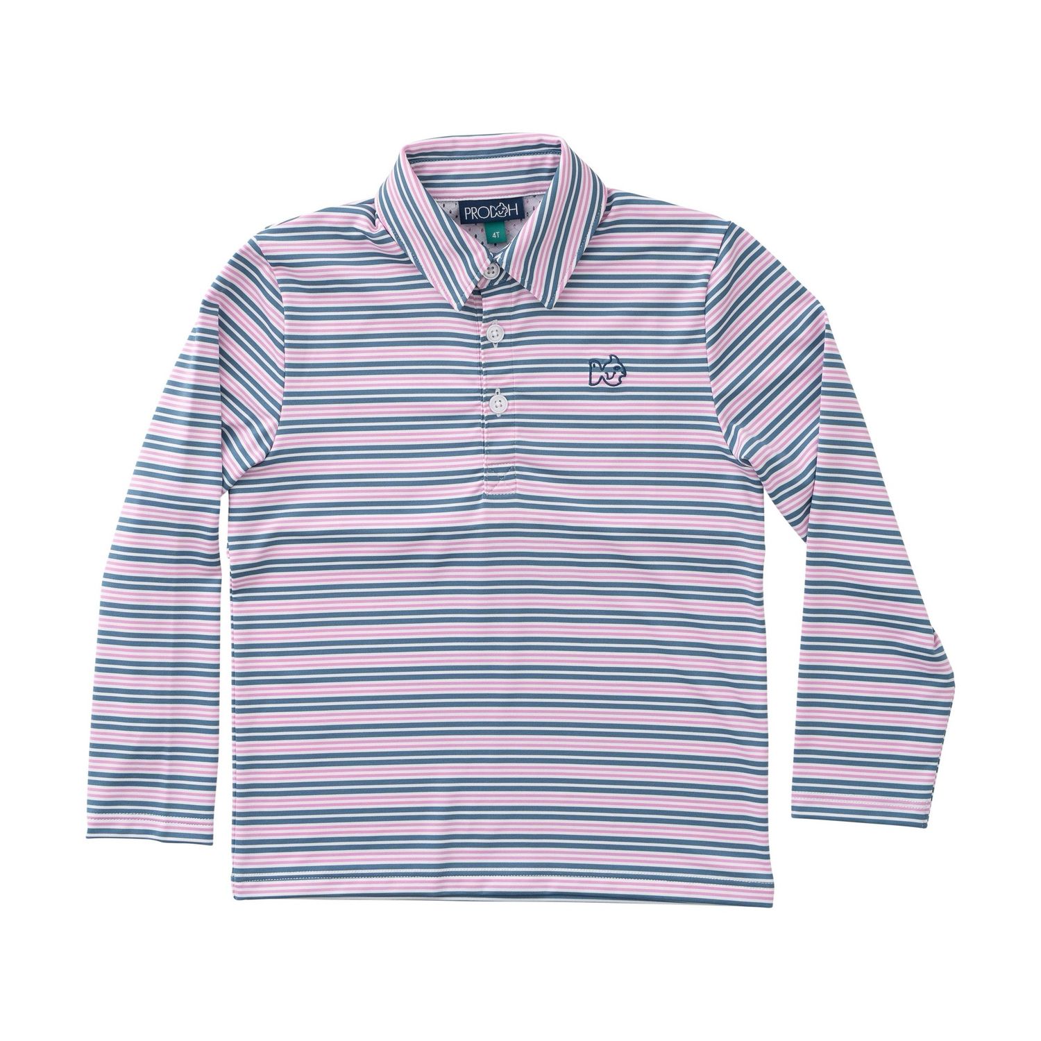 Boys Long Sleeve Pro Performance Polo | Copen Blue Orchid Stripe