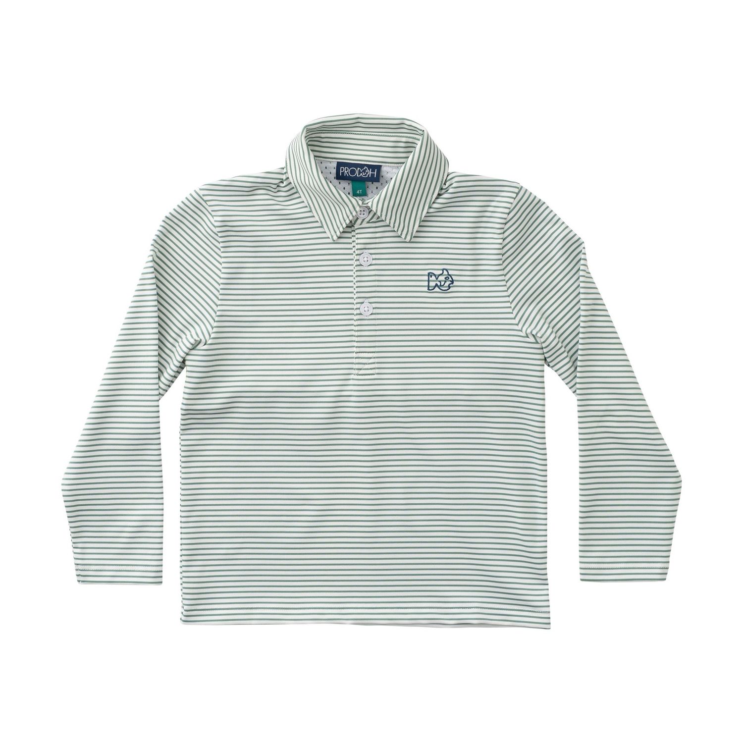 Boys Long Sleeve Pro Performance Polo | Frosty Spruce Stripe
