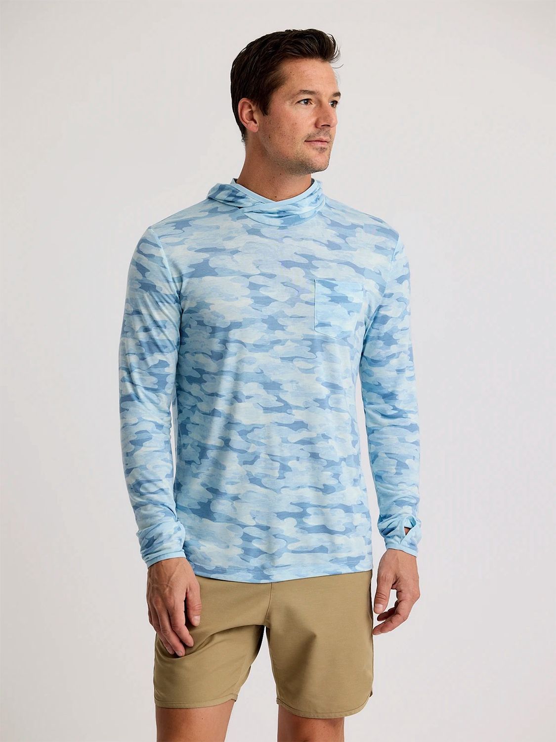 Men&#39;s Bamboo Lightweight Hoodie | Seasmoke Camo Surf Blue