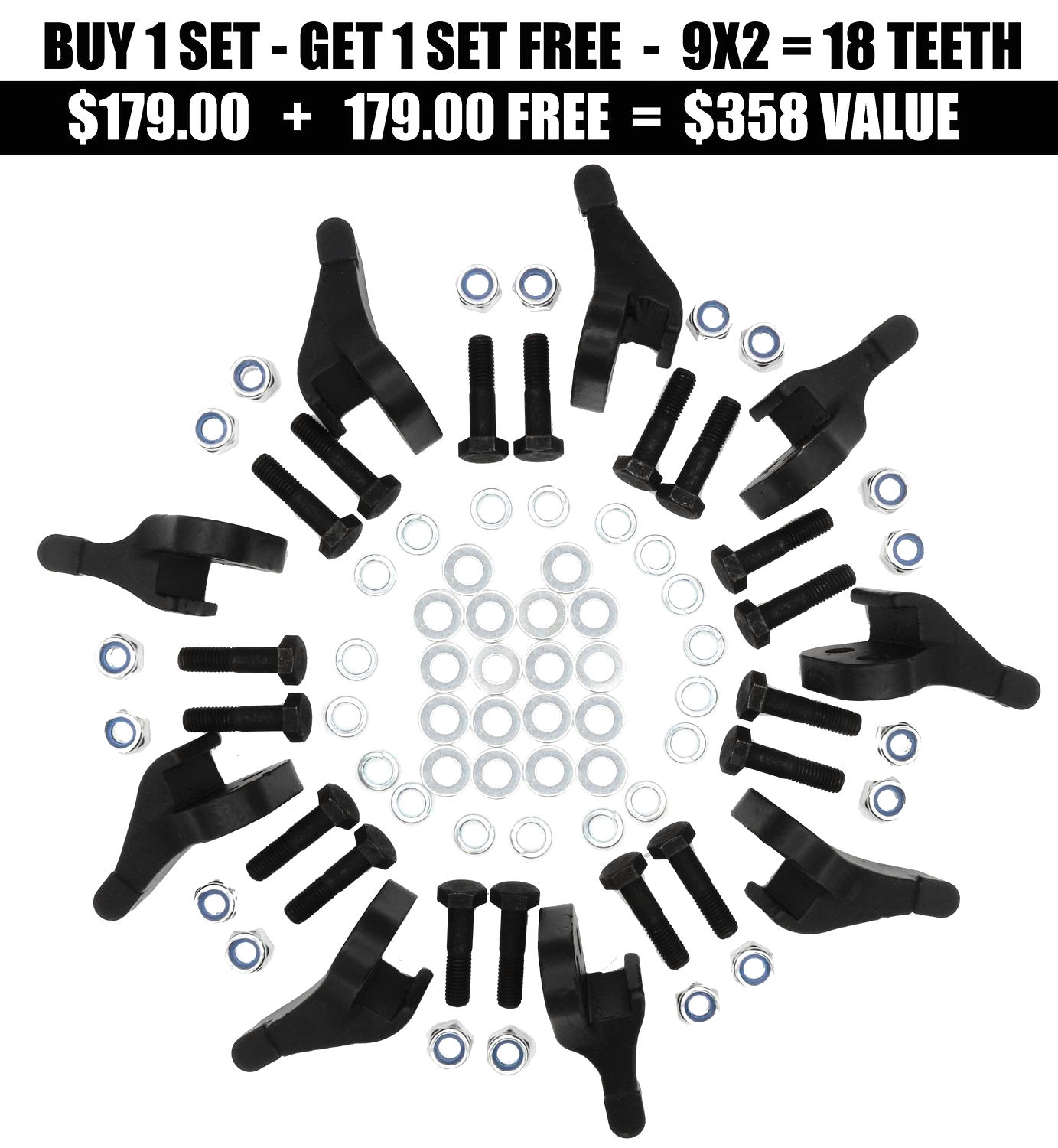 BBG2X2 9 TEETH SET BUY 1 GET 1 FREE (18 TEETH TOTAL)
