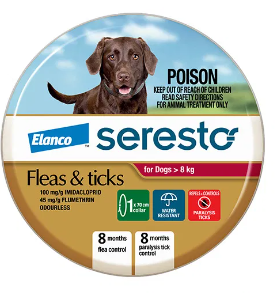 Seresto 跳蚤與蜱蟲項圈（適用於 8 公斤以上犬隻，紅色）