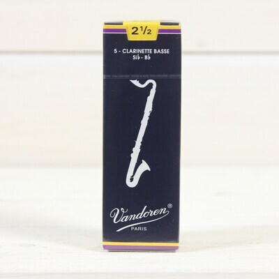 Vandoren CR1225 Bass Clarinet Traditional Reeds Strength 2.5; Box of 5