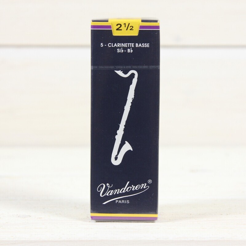 Vandoren CR1225 Bass Clarinet Traditional Reeds Strength 2.5; Box of 5
