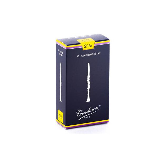 Vandoren CR1025 Bb Clarinet Traditional Reeds Strength 2.5; Box of 10