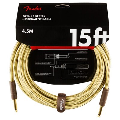 Fender Deluxe Series Instrument Cable, Straight/Straight, 15', Tweed