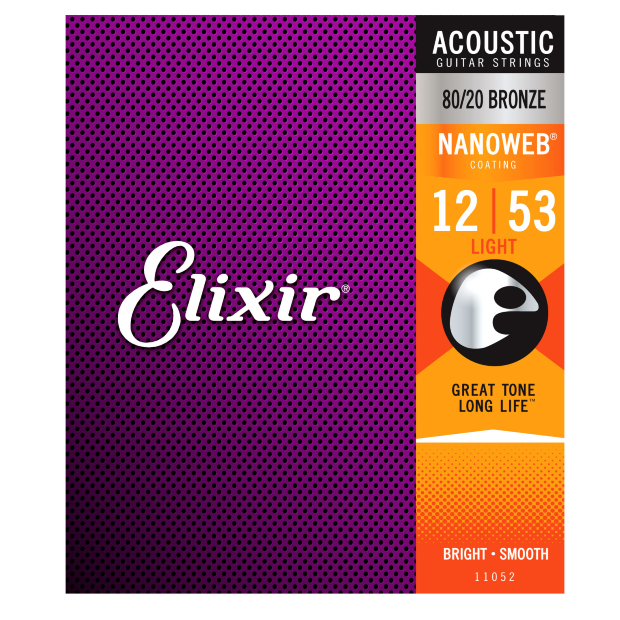 Elixir 11052 80/20 Bronze Acoustic w/NANOWEB. Light 12-53
