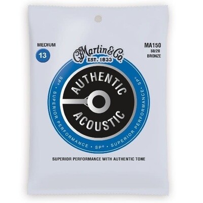 Martin MA150 Authentic Acoustic SP 80/20 Bronze Medium Guitar Strings. 13-56