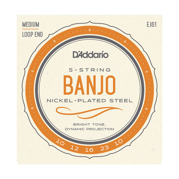 D'Addario EJ61 Nickel Wound Banjo Strings - 10-23 Medium 5-String