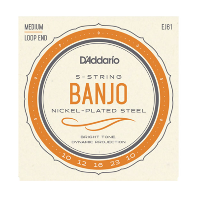 D'Addario EJ61 Nickel Wound Banjo Strings - 10-23 Medium 5-String