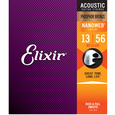 Elixir 16102 Phosphor Bronze Acoustic w/NANOWEB. Medium 13-56