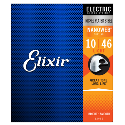 Elixir 12052 Nickel Plated Steel NANOWEB Light 10-46