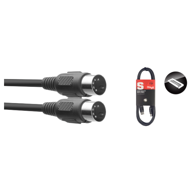 Stagg 18192 MIDI Cable, 3', Plastic Connectors