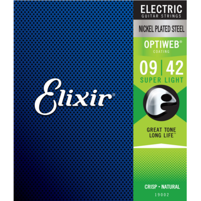 Elixir 19002 Electric Nickel Plated Steel w/Optiweb Coating 9-42