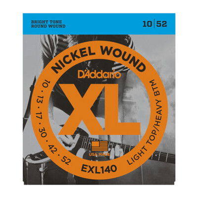 D'Addario EXL140 Nickel Wound Light Top/Heavy Btm Electric Guitar Strings 10-52