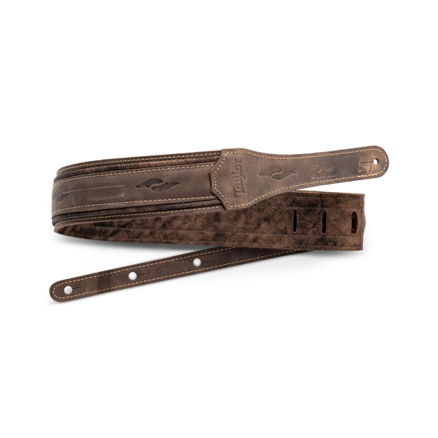 Taylor Element Distressed Leather Guitar Strap - Dark Brown