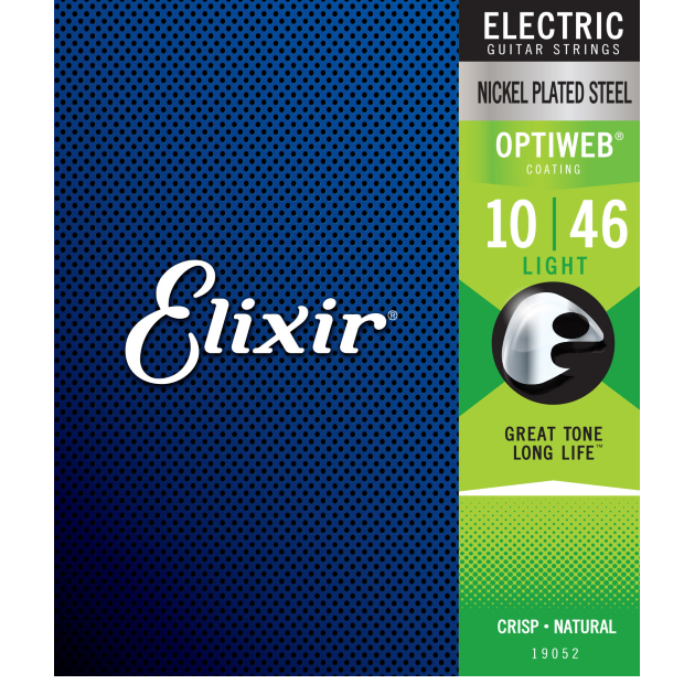 Elixir 19052 Nickel Plated Steel Electric Optiweb Light 10-46