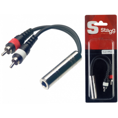 Stagg Female Mono Jack / 2 x Male RCA Plug Adaptor Cable