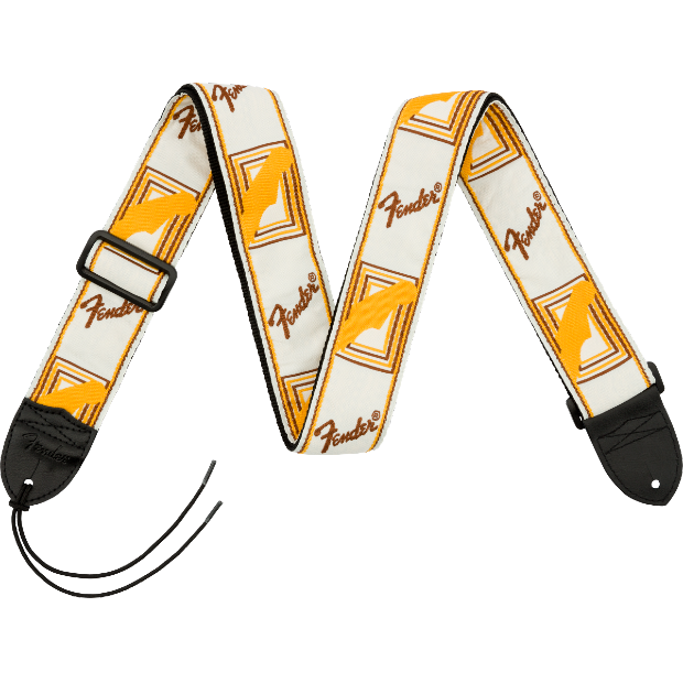 Fender Monogrammed Strap, White/Brown/Yellow, 2"