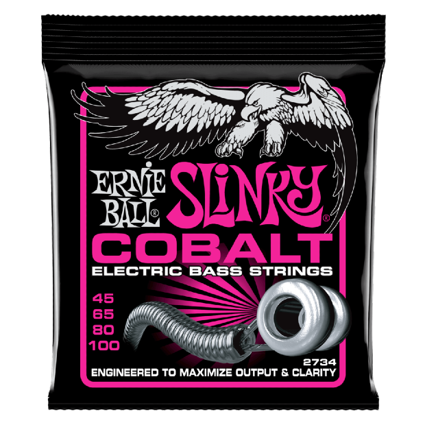 Ernie Ball 2734 Super Slinky Cobalt Electric Bass Strings 45-100 Gauge
