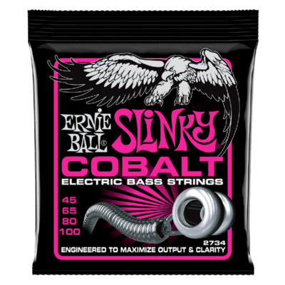 Ernie Ball 2734 Super Slinky Cobalt Electric Bass Strings 45-100 Gauge