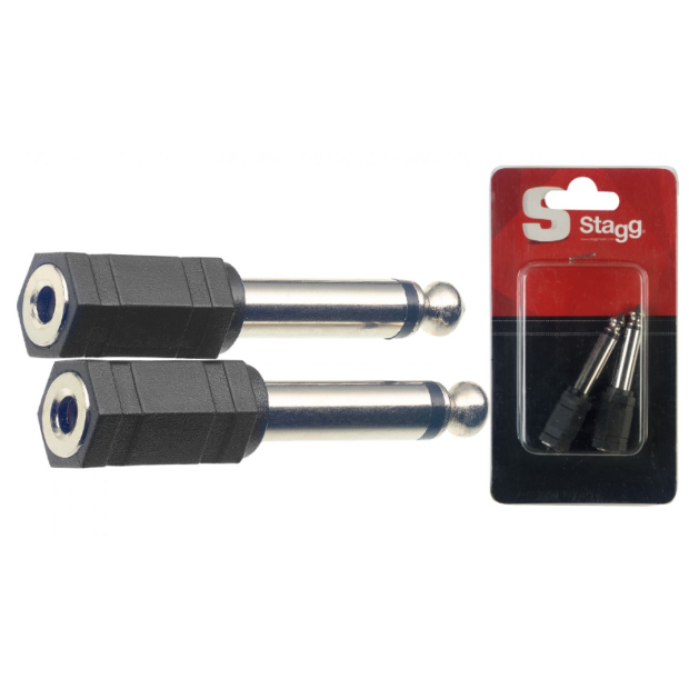 Stagg 2 x Female Stereo Jack/Male Mono Phone-Plug Adaptor