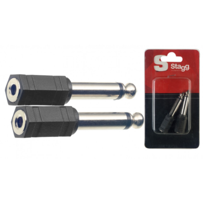 Stagg 2 x Female Stereo Jack/Male Mono Phone-Plug Adaptor