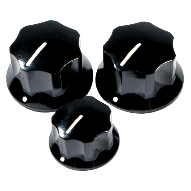 Fender Pure Vintage '60s Jazz Bass® Knobs, (3), Black