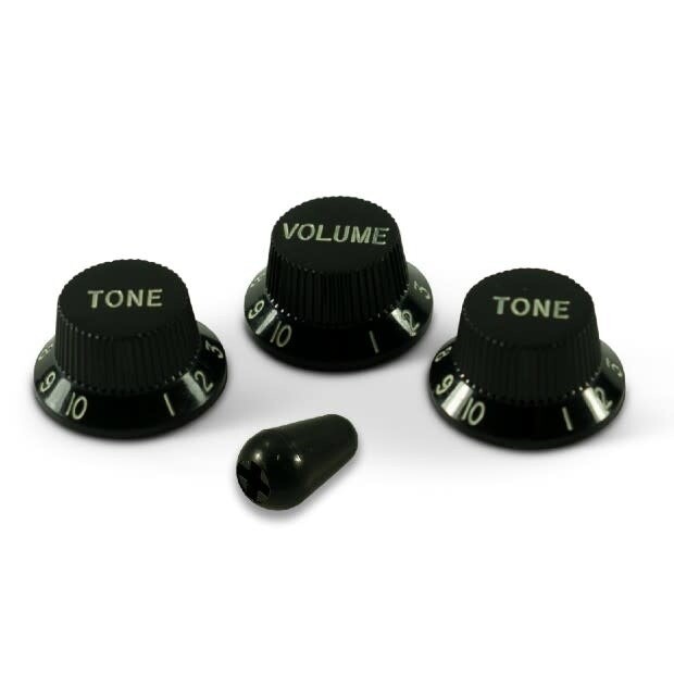 WD Stratocaster/UFO Style Knob Set w/Tip Black