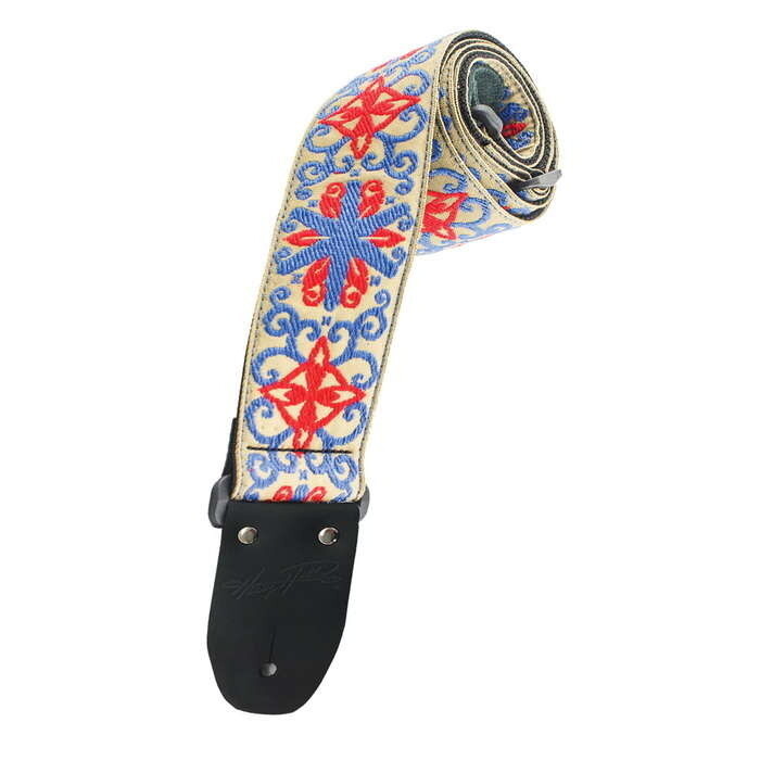 Henry Heller 2" Woven Jacquard Guitar Strap Taupe Red Blue