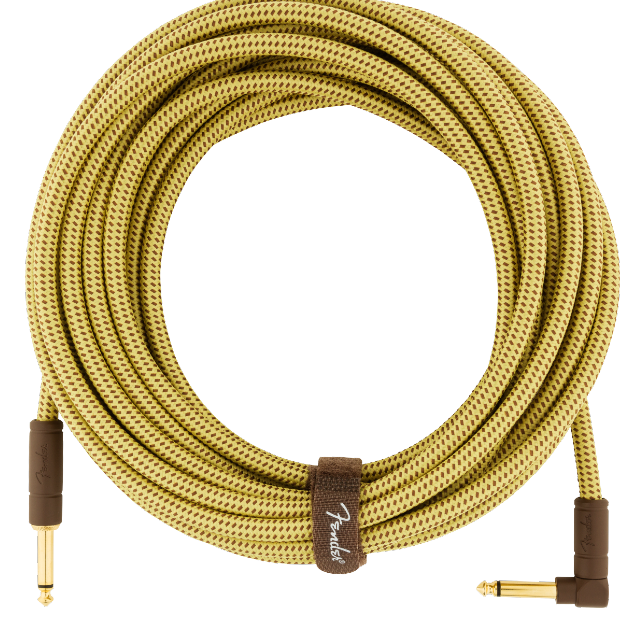 Fender Deluxe Series Instrument Cable, Straight/Angle, 25', Tweed