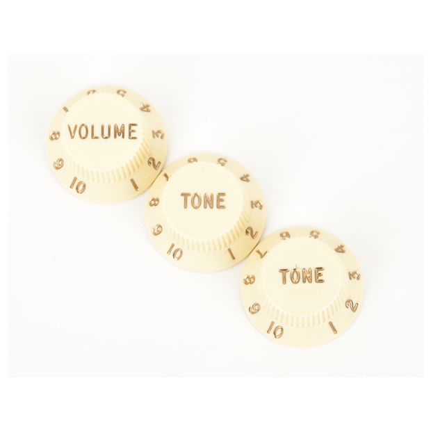 Fender Stratocaster® Knobs, Aged White (Volume, Tone, Tone) (3)