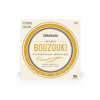 D'Addario EJ81 Irish Bouzouki, 8-String, Phosphor Bronze 11-40