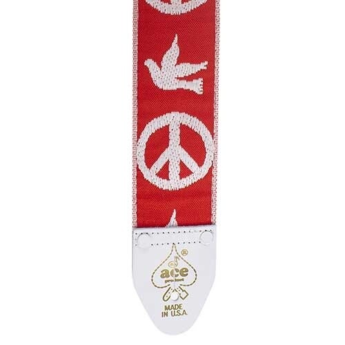 Ace Vintage Reissue Guitar Strap – Peace & Dove - Red