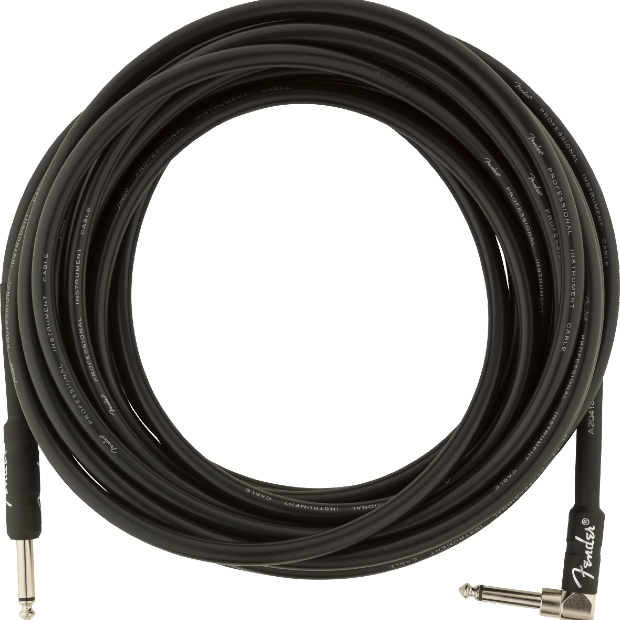 Fender Professional Series Instrument Cable, Straight-Angle, 25', Black