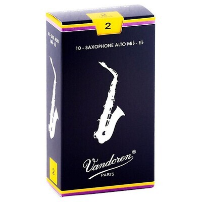 Vandoren Traditional Alto Saxophone Reed SR212 Mib-Eb 2 Box of 10