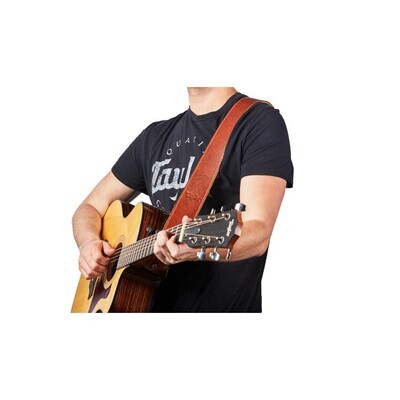 Taylor 2.5" Leather Guitar Strap - Suede Back Medium Brown