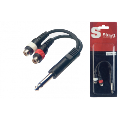 Stagg 1 x Male Mono Phone Plug/2 x Female RCA Plug Adaptor