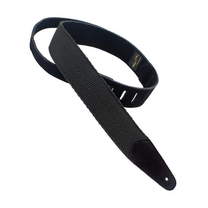 Henry Heller 2" 100% Herringbone Peruvian Cotton w/Suede Backing Guitar Strap Black
