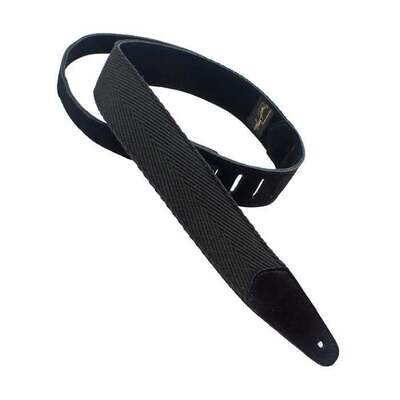 Henry Heller 2" 100% Herringbone Peruvian Cotton w/Suede Backing Guitar Strap Black