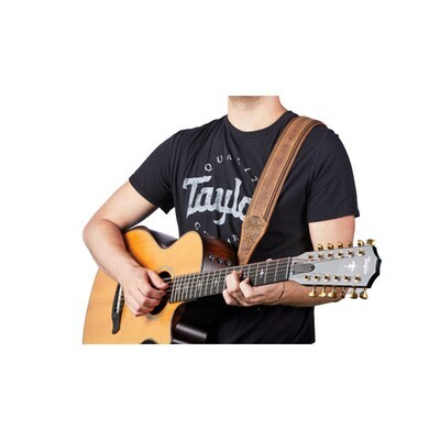 Taylor Wings Distressed Leather Guitar Strap Dark Brown