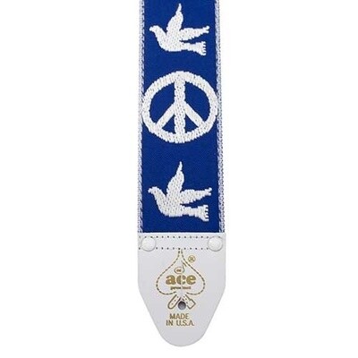 Ace Vintage Reissue Guitar Strap – Peace & Dove - Blue
