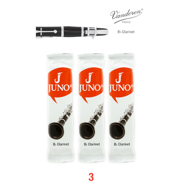 Vandoren JUNO JCR013/3 Bb Clarinet Reeds #3. (3 Reed Card)