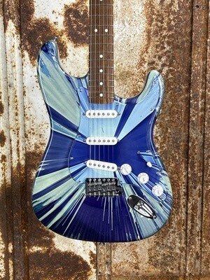 Fender FSR Splattercaster Standard Stratocaster 2003 Midnight Blue Swirl over Olympic White (Used)