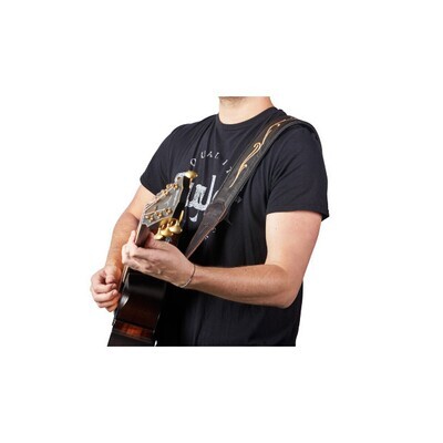 Taylor Spring Vine 2.5" Embroidered Leather Guitar Strap - Chocolate Brown