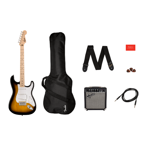 Squier Sonic® Stratocaster® Pack, Maple Fingerboard, 2-Color Sunburst, Gig Bag, 10G - 120V